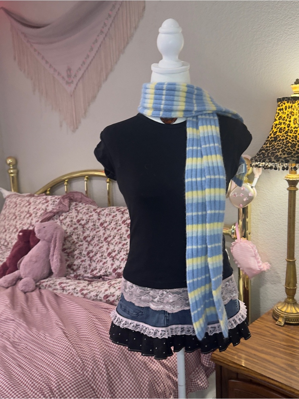 Y2K Aeropostale Soft Ribbed Blue & Yellow Stripe Scarf
